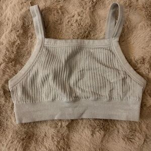 Aerie Light Gray Ribbed Crop Top